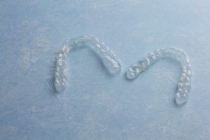 A set of clear aligners.